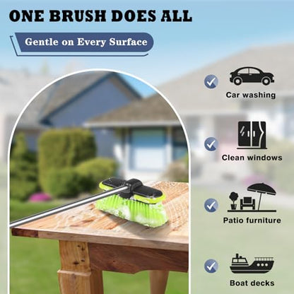 Car Wash Brush Head with Soft Bristle 8 ", 4 Pack Scrub Brush Attachment for Extension Pole, Outdoor Cleaning Tool for Window, Wall, Floor, Deck, Patio - size: 4 Pack