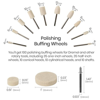 Calvana Cerium Oxide Glass Polishing Powder (1 lb) – Includes 100 PCS Polishing Buffing Wheels for Dremel Kit, Restores Clarity and Removes Wiper Marks, Swirls, and Water Spots, 1 Micron - size: Polishing Powder + Polishing Buffing Wheels