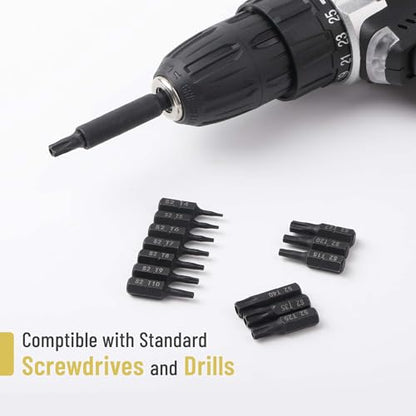 Bates Torx Bit Set, 15 Pieces T4-T40, Tamper Proof Security Star Bits, 1/4 Hex Screwdriver Set - size: 15 pcs, T4-T40, style: Torx Bit Set
