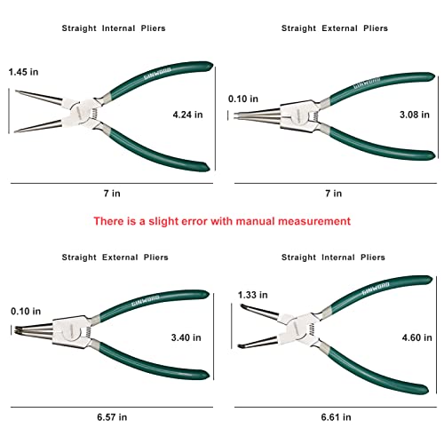 7 inch Straight Internal Snap Ring Plier, Circlip Pliers, Tips C-Clip Pliers for Ring Remover Retaining - size: 7-inch Straight Internal Plier (1PC)