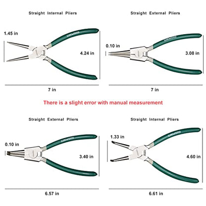 7 inch Straight Internal Snap Ring Plier, Circlip Pliers, Tips C-Clip Pliers for Ring Remover Retaining - size: 7-inch Straight Internal Plier (1PC)