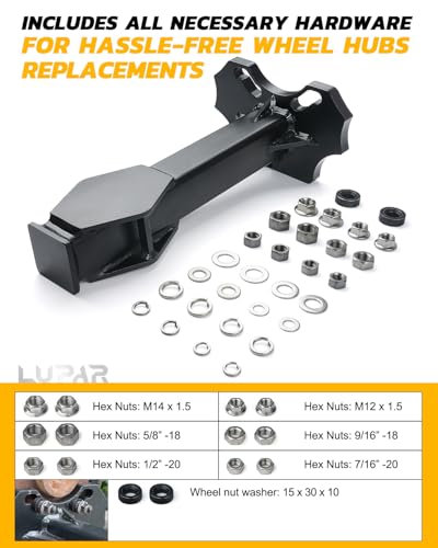 Wheel Bearing Hub Removal Tools Kit Compatible with All Axle Bolt Hubs 5, 6, 8 Lug Hubs Buster Puller - Black - color: Black
