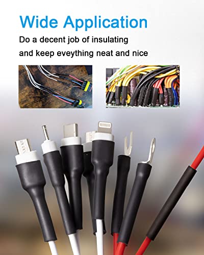 650 PCS Heat Shrink Tubing Kit, UL Approved Heat Shrink Tube Wire Wrap, 2:1 Ratio Electrical Cable Sleeve Assortment with Storage Case for Long Lasting Insulation Protection (8 Sizes, Black) - size: Ratio 2:1