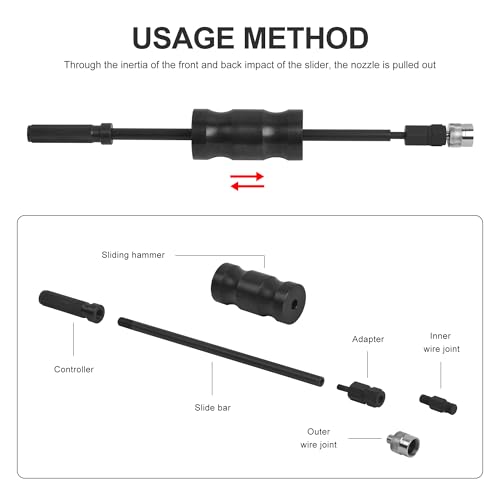 Diesel Injector Extractor Puller and Common Rail Adaptor Slide Hammer Removal Kit