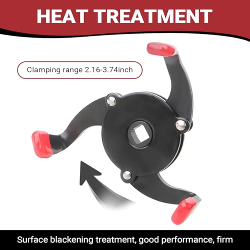 Car 3 Jaw Oil Filter Wrench, Anti-slip One-way Flat 3 Jaw Oil Filter Removal Tool, Adjustable Oil Filter Removal Tool, Universal 1/4" to 3/8" Drive Adapter, for Car (Black)