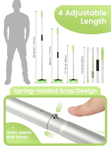 4 Sections PBT Car Wash Brush 60” 151cm with Extendable Aluminum Long Handle Soft Bristle Detail Scrub Brush for Exterior Interior Car RV Truck Motorbike Tyres Boat Deck Home Cleaning Sweep Snow
