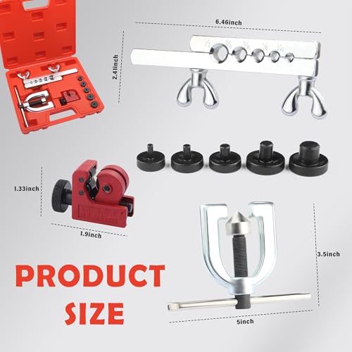 Single & Double Brake Line Flaring Tool Kit,25FT 3/16" Brake Line Kit with 16 Fittings & 5 Adapters,Copper Coated Brakes Lines Repair Kits Car Accessories for Most Vehicles