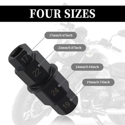 Motorcycle Axle Tool,4 in 1 Motorcycle Axle Removal Tool with 17mm 19mm 22mm 24mm Sizes Compatible with BMW Yamaha Buell,Sturdy Motorcycle Accessories Fit for Front Axle Wheels
