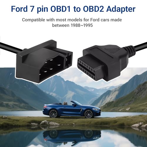 7 Pin OBD1 to OBD2 Adapter Replacement for Car Ford Code Reader Scanner Check Engine Repair Diagnostic Tool Cable Connector