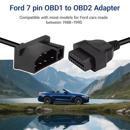 7 Pin OBD1 to OBD2 Adapter Replacement for Car Ford Code Reader Scanner Check Engine Repair Diagnostic Tool Cable Connector