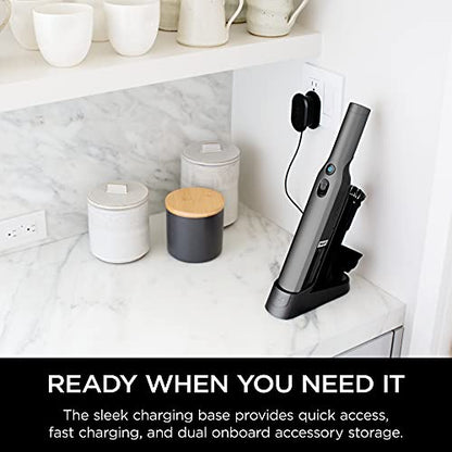 Shark WV201 WANDVAC Handheld Vacuum, Lightweight at 1.4 Pounds with Powerful Suction, Charging Dock, Single Touch Empty and Detachable Dust Cup,Graphite, Slate - color: Slate