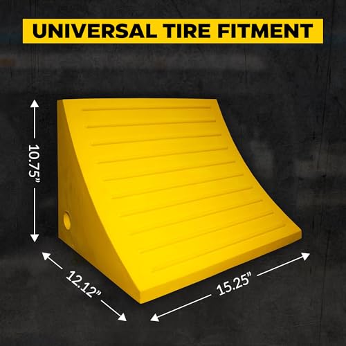 ESCO 12593 Wheel Chock 60 Ton | Heavy-Duty Wheel Chocks for Trailers, Trucks & Construction Vehicles | Polyurethane Tire Stopper | Safety Yellow | OSHA/MSHA Compliant | 46"-65" Tire Size - size: 60 Ton Load Capacity