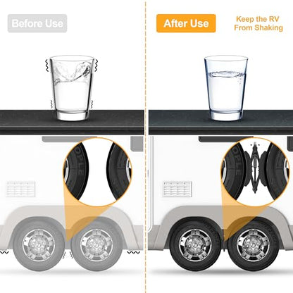 CircleRoad Camper Wheel Chock Stabilizer 2 Sets, Upgraded Side Grain Heavy Duty X-Shaped Stabilizer Wheel Chock RV Travel Trailer Accessories Anti-Move Anti Rust Coating Tire Chalks