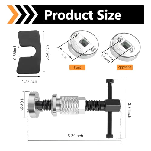 1 PC Brake Caliper Wind Back Tool Kit, Car Rear Brake Tool, Steel Brake Caliper Compression Tool, Universal Automotive Brake System Repair Accessories, for Most Cars (Silver)