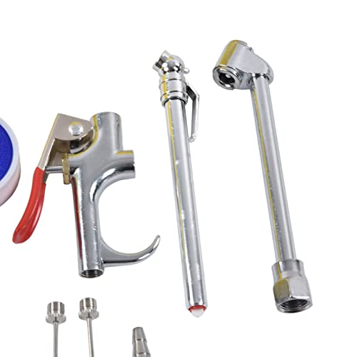 Professional Air Compressor Accessory Kit Heavy Duty 1/4in NPT Quick Connect Fittings Blow Gun Set with 25ft Hose for Tire Inflation Industrial Pneumatic Tools