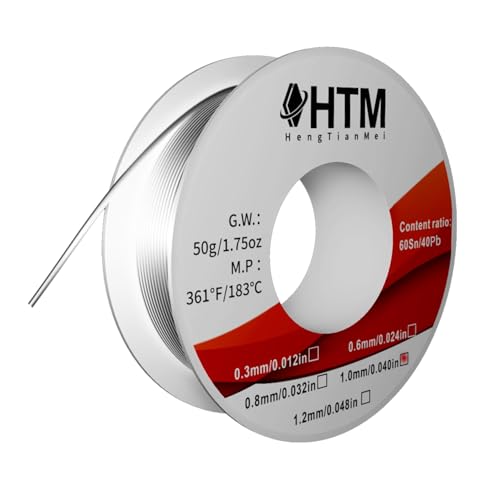 HengTianMei 60/40 Tin Lead Electronic Rosin Core Solder Wire, for Soldering Electronic Components (1.0mm/50g)