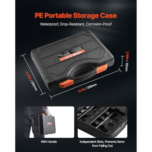 VEVOR Torx Bit Socket and External Torx Socket Set, 60-Piece T6-T70, TT6-TT70, TP8-TP60, E4-E24, S2 Alloy Steel and Cr-V Steel, 1/4 in, 3/8 in, and 1/2 in Drives, with Enhanced Storage Case, Hand Use - style: 60 PCS Torx & E-Torx