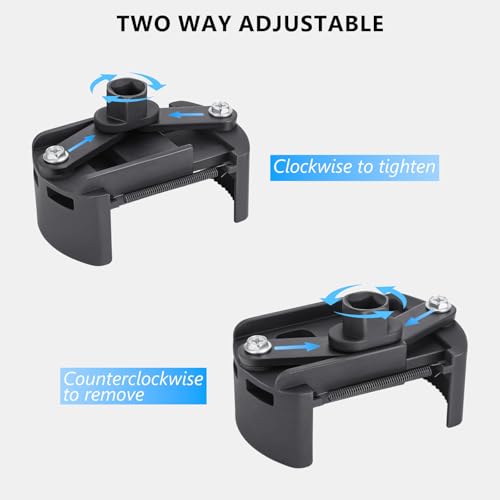 Adjustable Universal Oil Filter Wrench 80-105mm | Oil Filter Removal Tool 1/2'' Drive Fits Small & Medium-sized Spin-on Filters, UTVs, JetSkis - size: 80-105mm