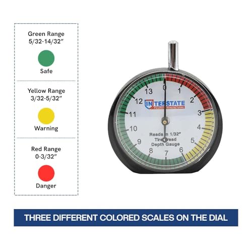 Interstate Pneumatics TG32 Professional Dial Type Tire Tread Depth Gauge