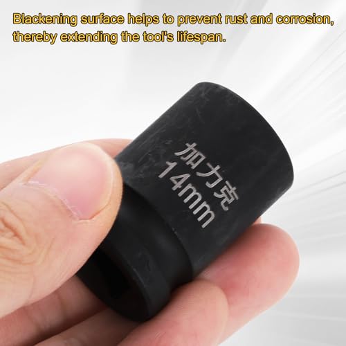 HARFINGTON 3pcs 4 Point Square Socket 1/2" Drive 14mm Metric Square Impact Socket CR-V Blackening Standard Wheel Sleeve Pneumatic Sleeve Tool for Auto Repair Mechanical Maintenance Home Use - size: 14mm