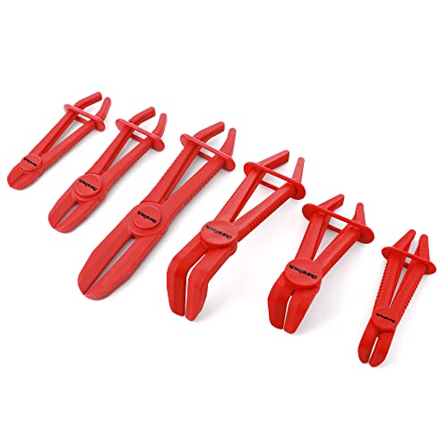 DURATECH 6-Piece Hose Clamp Pliers Set - Straight & 90 Angled | Pinch Off Pliers for Flexible Hoses, Fuel, Gas, Brake & Radiator Lines - size: 6-Piece, style: 90 Angled