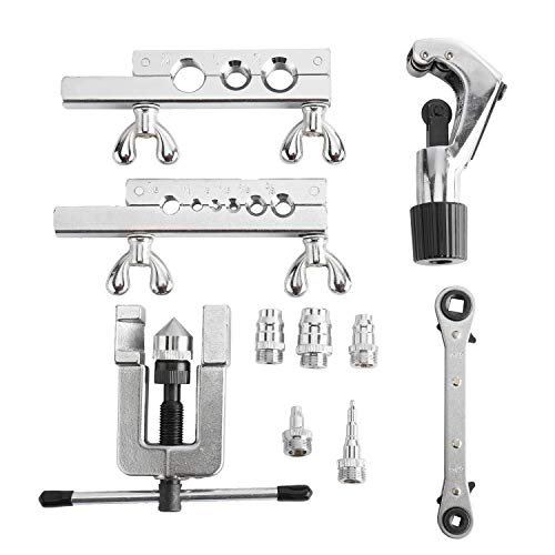 YAETEK Swaging Tool Kit – Flaring Tool Kit - Tube Cutter Rachet Wrench Swag Tool - 45 Degree Brake Line Tubing Brass Aluminum Copper Extrusion 1/8" to 3/4" for HVAC Water Gas Pipe Automotive Plumbing