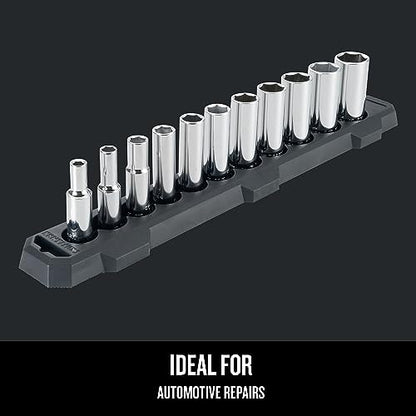 CRAFTSMAN Socket Set, SAE, 3/8" Drive, 6 Pt., 11Piece (CMMT12044) - size: 3/8" in, style: SAE