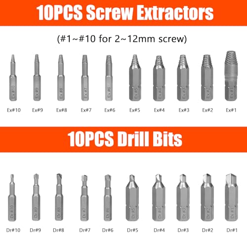 Coobeast 41Pcs Bolt Extractor Kit and Small Screw Extractor Set, Ez Out Bolt Extractor Tool with 5Pcs Compatible Adapter for Stripped Screw, Broken Nut and Damaged Bolt Remove - size: 41 PCS