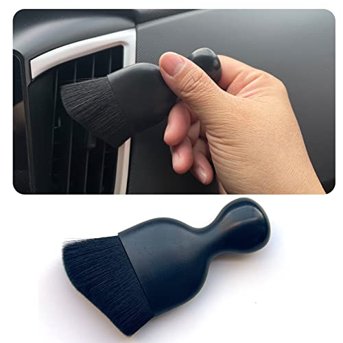 Car Interior Detailing Brush 1PC,Car Brushes for Detailing Interior,Soft Car Detailing Brush,Soft Bristles Detailing Brush Dusting Tool for Car/Dashboard(Black) - color: Black