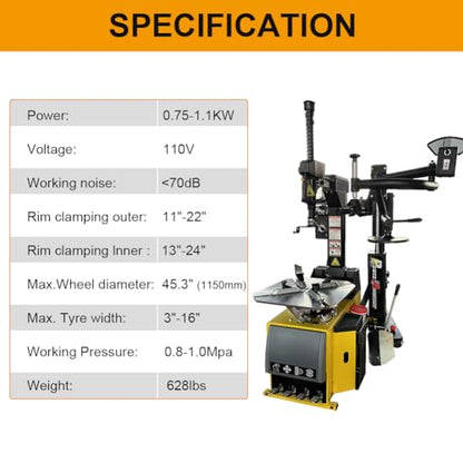 Economic Tire Changer and Wheel Balancer Combo with Rear-Tilt Technology, 110V for 10-26" Rims, Value Tire Service Set for Professional Use