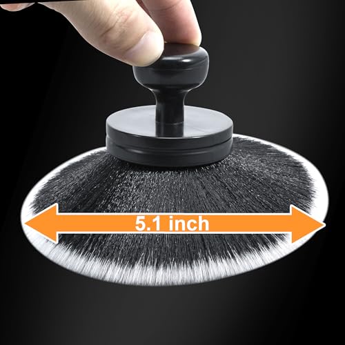 BABYSHEEP Ultra Soft Bristles Detailing Brush -Synthetic Brush, Car Detail Brush, 5.0 Inch Diameter Covers Large Area Inside or Outside Vehicles (Black-Grey) - color: Black-grey