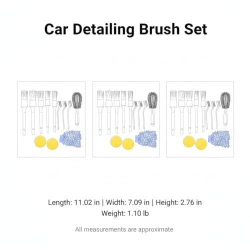 Interior Vents & Wheel Spoke Cleaning Kit, Car Detailing Brush Set with PP Plastic Tools for Dashboard and Exterior Crevices - size: 11.02 x 7.09 x 2.76 in