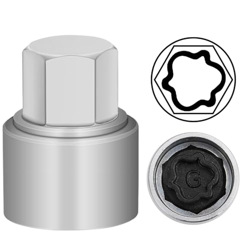 G Wheel Locking Nut Key Compatible with Audi Series, (Socket OD 27mm - ID 25mm), Wheel Lock Nut Socket Adapter, Wheel Anti-Theft Lug Nut Removal Tool, Anti-Theft Screw Remover - size: Socket G