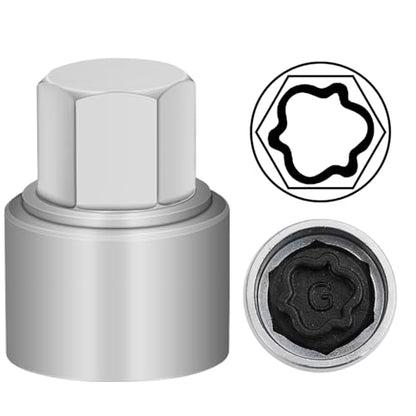 G Wheel Locking Nut Key Compatible with Audi Series, (Socket OD 27mm - ID 25mm), Wheel Lock Nut Socket Adapter, Wheel Anti-Theft Lug Nut Removal Tool, Anti-Theft Screw Remover - size: Socket G