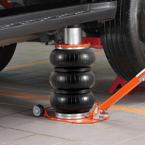 VEVOR Air Jack, 3 Ton/6600 lbs Triple Bag Air Jack, with Heightened Column Lifting Up to 21.3 Inch & Adjustable Handle, with Thick Rubber Pad, 1-6S Lifting Pneumatic Bag Jack Fits for Car, SUV - style: 3T/high 21.3in-Adjustable Handle