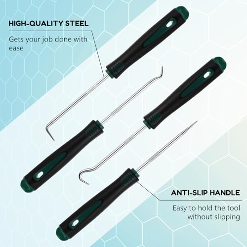 WILLBOND 4 Pcs Pick and Hook Set Precision Automotive Mechanic Picks Tools Set for Car Oil Seal Hooks Puller Remover Tools(6.5 Inches,Dark Green) - color: Dark Green, size: 6.5 Inches