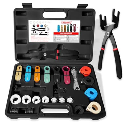YATOINTO 26pc Fuel Line Disconnect Tool Set with Fuel and AC Disconnect Pliers,Master Quick Disconnect Tool Kit,Fuel Line Removal Tools for GM Trucks,Ford, Air Line,A/C Fuel&Transmission Systems