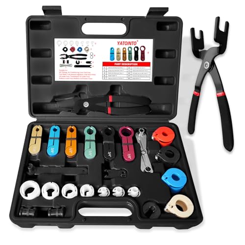 YATOINTO 26pc Fuel Line Disconnect Tool Set with Fuel and AC Disconnect Pliers,Master Quick Disconnect Tool Kit,Fuel Line Removal Tools for GM Trucks,Ford, Air Line,A/C Fuel&Transmission Systems