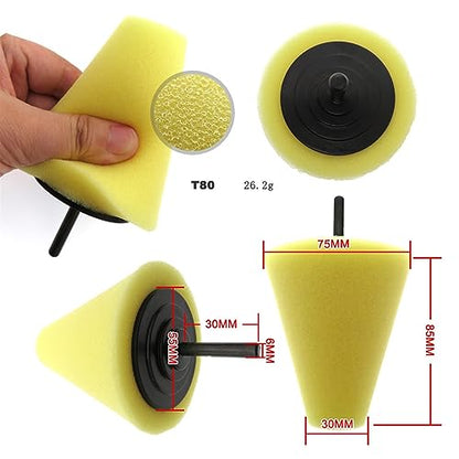 3pc Polishing Kit Buffing Pad Sponge Car Wheel Polish Cone Set Body Wheels Care Wash Cleaning Auto Tools Angle Grinder Sanding Disc