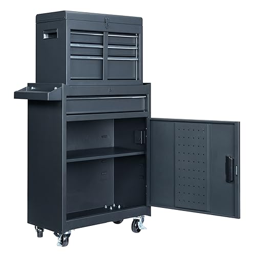 Rolling Tool Chest, Tool Box Organizer with Storage Cabinet, Portable Tool Cabinet, Rolling Tool Cart Utility Cart on Wheels, Industrial Mechanic Service Cart with Drawers for Garage, Repair Shop