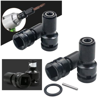 3 Pack Impact Wrench to Impact Driver Adapter 1/2 inch Square Drive to 1/4 inch Hex Socket Adapter Quick Release Screwdriver Bits Holders Chunk Converter for 1/2" Cordless Impact Wrench