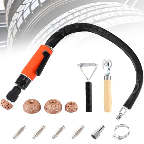 Air Tire Repair Polish Patch Tools Tire Repair Set Include 2500rpm Low Speed Air Tire Buffer Tire Inner Liner Scrapper Patch Roller 3pcs Tungsten Steel Buffing Wheel 42mm 55mm