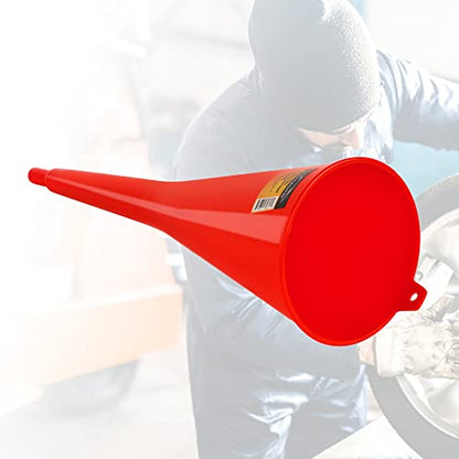 Long Neck Funnel, Oil Funnels for Oil Change, Long Funnels for Transmission Fluid, Automotive Funnel for Gas & Lubricants (12.0 Fluid Ounces, Red) - color: Red
