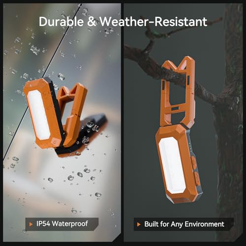 Rechargeable LED Work Light Cordless, 3000K-6500K CCT 500 Lumen, 40Hour Max, Adjustable 180° Stand IP54 Waterproof Compact Portable Job Site Lighting for Auto Repair DIY Outdoor Camping, Gift for Man - style: Ultra Compact