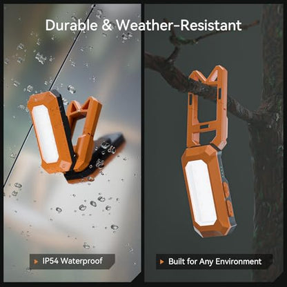 Rechargeable LED Work Light Cordless, 3000K-6500K CCT 500 Lumen, 40Hour Max, Adjustable 180° Stand IP54 Waterproof Compact Portable Job Site Lighting for Auto Repair DIY Outdoor Camping, Gift for Man - style: Ultra Compact