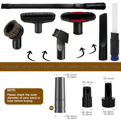 Vacuum Attachment Set 10PC, Household Cleaning Vacuum Cleaner Set Fit for Shop Vac Accessories, 2 1/2" to 1 1/4" Hose Adapter, 1 1/4" Shop Vacuums Brushes for Vac Accessories 1/4 inch 1 3/8 inch