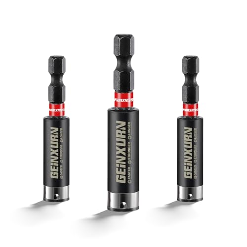 Geinxurn 3PACK Torsion Impact Bit Holder, Alloy Steel Hex Shank Quick-Change Extension Socket Drill Locking Bit Holder - style: 2.5INCHES -Bit Holder-3PCS