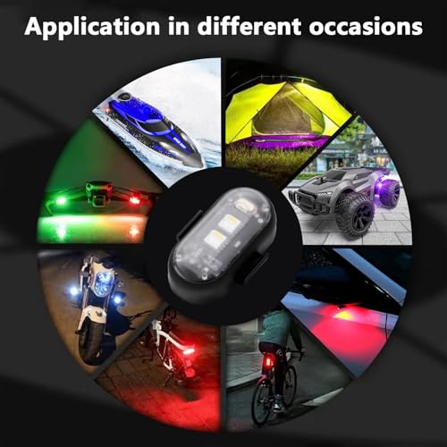 LECART 4 Pcs Magnetic Led Strobe Lights with Remote Control 8 Colors Wireless Led Anti Collision Lights Rechargeable Emergency Strobe Warning Flashing Lights for Cars Motorcycle Bike Drone Scooter