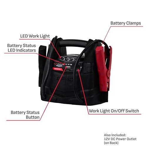 Schumacher Electric 600A Car Battery Jump Starter and Portable Power Station, 3-in-1 Solution, 12V DC Outlet, for 12V Power Sport, Automotive, and Marine Batteries, SJ1329 - style: 600 Peak Amps