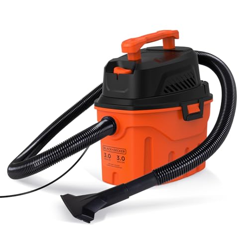BLACK+DECKER Shop Vacuum Wet and Dry, 3 Gallon 3.0 Peak HP, 3-in-1 Portable Corded Shop Vac with Accessories, Vacuum Cleaner for Home, Pet and Car(BDXV18910P-3) - size: 3 Gallon